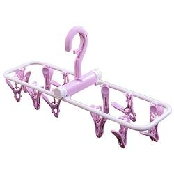 SUOWO Folding Portable Clip Drip Hangers for Baby Clothes Socks Laundry Drying Space Saving Travel Rotatable Plastic 12 Clips (Lilac)