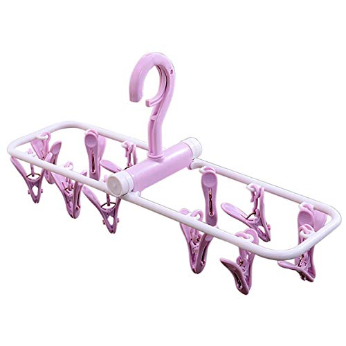 SUOWO Folding Portable Clip Drip Hangers for Baby Clothes Socks Laundry Drying Space Saving Travel Rotatable Plastic 12 Clips (Lilac)