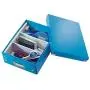 Leitz Click & Store Storage Box, Small Organizer Box, Collapsible, Stackable, Patented Design, Bin, Cabinet, Desk Organizer, Blue (60570036)
