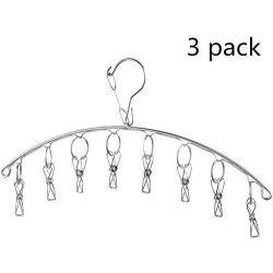 Iddefee Clothes Hanger 3 Pack Hanging Drying Rack Laundry Drip Hanger Stainless Steel Sturdy Racks for Socks Baby Clothes Bras Towel Pants Hangers (Color : Silver, Size : 40x9cm)