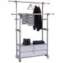 Cypressshop Adjustable Clothes Rack Garment Shelving Unit Hanging Rack Telescopic Rolling Cloth Hanger Storage Shelfs with 4 Drawers Home Furniture