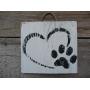 Vintage look HEART PAW PRINT LOVE dog weathered wood sign with burlap hanger antique style old time font Vintage look HEART PAW PRINT LOVE dog weathered wood sign with burlap hanger antique style old time font