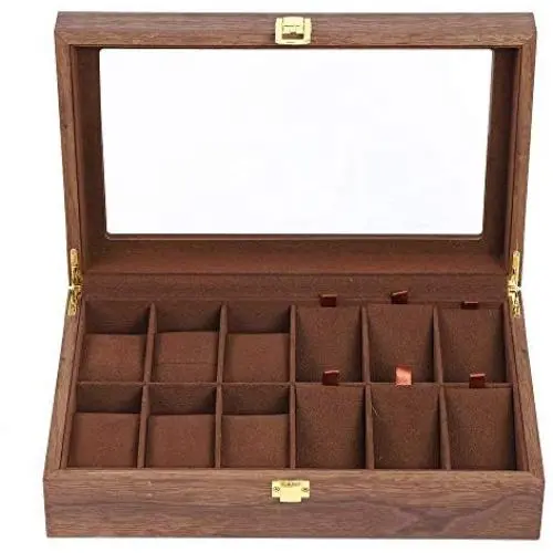 Eapmic Watch Jewelry Boxes Organizer Wooden 6+6 Slots Vintage Storage Case Eapmic Watch Jewelry Boxes Organizer Wooden 6+6 Slots Vintage Storage Case