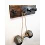 Rustic Distressed Coat and Hat Rack | 17 Inch Solid Wood Wall Mounted Rack with 4 Reclaimed Railroad Spike Hook Hangers