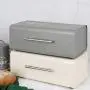 lRICE-home Storage Container Boxes Heavy Duty Rectangle Flip Iron Bread Bin Loaf Canister - White