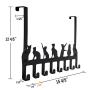 FRTWEY Over The Door Hook Hanger Organizer Rack, Heavy Duty Cat Storage for Hanging Clothes, Towels, Coat, Purse, 8 - Hooks (Black, Cats)