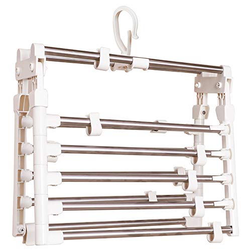 HJYPYJ Magic Hanger,Rotatable Multifunction Magical Hangers,Card Buckle Design Non-Slip Trouser Hangers,Space-Saving Organizer Hangers, Strong Bearing Capacity/White / 37.9x37cm