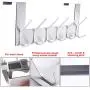 SKOLOO Over The Door Hook, Over The Door Hanger Towel Rack for Bathroom, Stainless Steel Door Hanger Hook, 6 Over Door Hooks for Hanging Coats Robes Clothes Hats (Square, Silver)