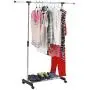 Single Heavy Duty Rail Adjustable Portable Clothes Hanger Rolling Garment Rack - Black