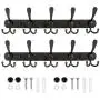 WHITGO Wall Mounted Coat Hook, 2 Packs 15 Hooks Stainless Steel Coat Hook Rail for Coat Hat Towel Purse Robes Bathroom Closet Room