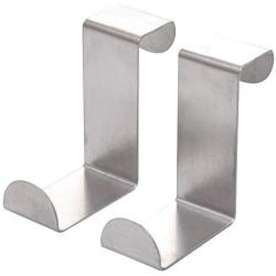 Stainless Steel Door Hook 2PC Door Hook Stainless Kitchen Cabinet Clothes Hanger (Silver)