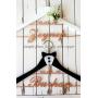 Personalized wedding dress hanger, bride hanger groom bridesmaid hangers polished wood hanger and steel text