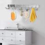 OUNONA Wall Mount Hook Rack, Stainless Steel Coat Rack Coat Hooks with 5 Heavy Duty Hanger Hooks, Hook Rail for Towel Bag Clothes, 17.32-Inch OUNONA Wall Mount Hook Rack, Stainless Steel Coat Rack Coat Hooks with 5 Heavy Duty Hanger Hooks, Hook Rail for Towel Bag Clothes, 17.32-Inch