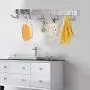 OUNONA Wall Mount Hook Rack, Stainless Steel Coat Rack Coat Hooks with 5 Heavy Duty Hanger Hooks, Hook Rail for Towel Bag Clothes, 17.32-Inch