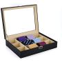 TIMELYBUYS Tie Display Case for 12 Ties, Belts, and Mens Accessories Black Carbon Fiber Storage Box TIMELYBUYS Tie Display Case for 12 Ties, Belts, and Mens Accessories Black Carbon Fiber Storage Box