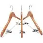 5pcs 44cm Wooden Suit Hangers with Polished Clips and Hooks, Natural Wood, Wooden Clothes Hangers 5pcs 44cm Wooden Suit Hangers with Polished Clips and Hooks, Natural Wood, Wooden Clothes Hangers