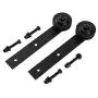 ZEKOO Antique Rustic Style Sliding Barn Wood Door Hardware Black Steel Rollers Hanger (Straight-Style)