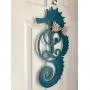 Monogram Seahorse Door Hanger - Seahorse Wreath - Nautical Door Hanger - Seahorse Initial Wreath - Marine Monogram - Seahorse Monogram