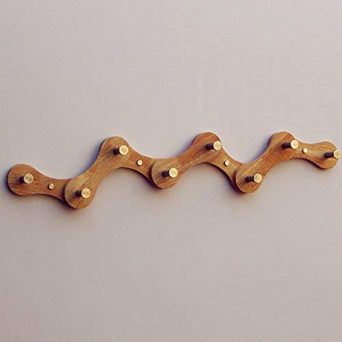 Coat Rack Solid Wood Hook Door Back Coat Rack Creative Hanger Wood Porch Wall Hanging Clothes Hook (Color : C)