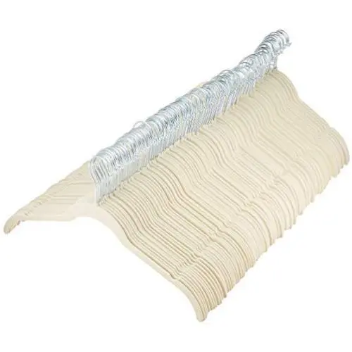 AmazonBasics Velvet Shirt Dress Clothes Hangers, 100-Pack, Ivory/Beige (Renewed) AmazonBasics Velvet Shirt Dress Clothes Hangers, 100-Pack, Ivory/Beige (Renewed)