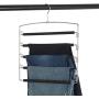 Clothes Pants Slack Hangers 5 Layers Non Slip Closet Storage Organizer Space Saving Hanger with Foam Padded Swing Arm for Pants Jeans Scarf Trousers Skirts (Updated Version-4pcs Black)