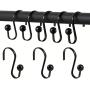 Metal Shower Curtain Hooks,Rust Resistant Shower Hooks Rings,Oil Rubbed Shower Hooks for Curtain,Decorative Curtain Hooks for Bathroom,Set of 12 (Black)