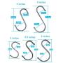 S Shaped Hooks Hanging 5 Size Stainless Steel Hooks Hangers for Kitchenware Pan Pots Utensils Clothes Bags Towels Plants Kitchen, Work Shop, Bathroom, Garden 20PCS
