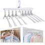 Clothes Folding Travel Hangers, Sundell 8 in 1 Foldable Home Camping Hangers Non-Slip Multi-Function Folding Magical Suit Space Saving Clothes Hangers 360 Degree Swivel Hook Durable Hangers (White)