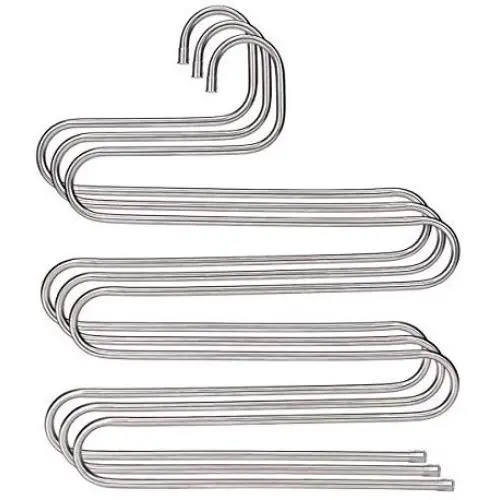 JS HANGER Multi Purpose Pants Hangers, S-Style 5 Layer Cascading Hangers for Space Saving Clothes Organizer Slack Trousers Hanger Stainless Steel 3 Pack JS HANGER Multi Purpose Pants Hangers, S-Style 5 Layer Cascading Hangers for Space Saving Clothes Organizer Slack Trousers Hanger Stainless Steel 3 Pack