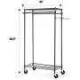 Type A Heavy-Duty Garment Rack | Portable Clothes Rack on Wheels and Shelves | Adjustable Double Hanging Rods | Metal, Black