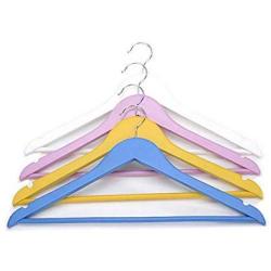 Blue/Pink Solid Wood Clothes Hanger for Suits, 10 Pieces Random Color