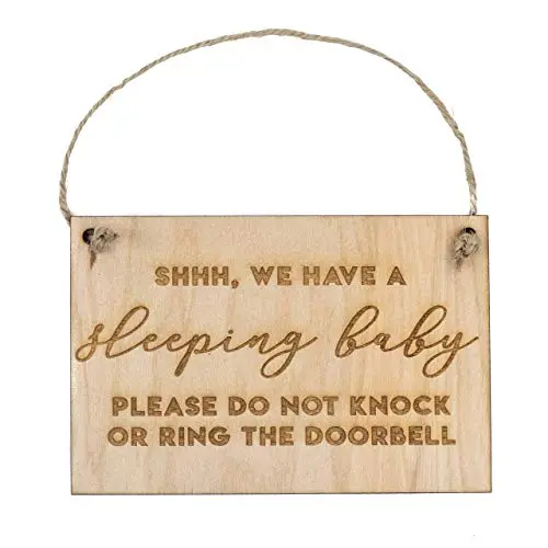 Sleeping Baby Wood Door Hanger Sign Sleeping Baby Wood Door Hanger Sign