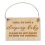 Sleeping Baby Wood Door Hanger Sign