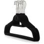 HANGERWORLD 20 Black 18inch Flocked Velvet Non Slip Coat Clothes Garment Hangers Trouser Accessory Bar Multi Hook