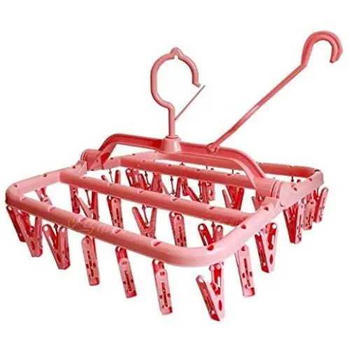 JYEMDV Sock Dryer,Folding Drying Racks, Windproof Household Hangers, Socks Racks, Clothes Hanging Storage Artifacts (Color : Pink)