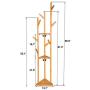 Shmei US Fast Shippment 3 Layer Bamboo Coat Tree Rack Storage Clothes Stand Bedroom Hanger Shelf Simple Floor Coat Holder with 8 Hooks