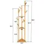 Pentaero 40X40X170Cm Bamboo Clothes Laundry Coat Rack, Tree Stand Coat Hanger 8 Hooks 3-Layer Shelf, Simple Coat Rack, Bedroom Bag Rack Metal Coat Racks, Hat Stand Tree Hanger Rack (Yellow)