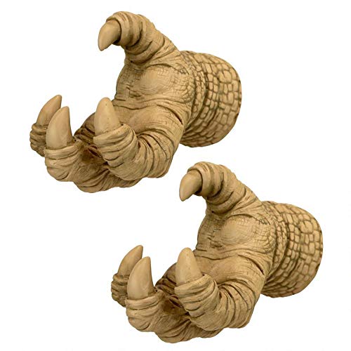 Design Toscano Talons of The Dunheviel Dragon Decor Wall Hanger Sculptures, 7 Inch, Set of Two, Gothic Stone