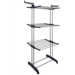 Yeshom Foldable 3 Tier Clothes Drying Rack Rolling Collapsible Laundry Dryer Hanger Stand Rail Indoor Outdoor Dark Grey