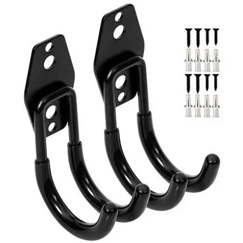 Wall Mount Double Hook,Heavy Duty Steel Garage Storage Utility Hooks with Anti-Slip Coating,Load Capacity 66 LB (2 Pack Black 2.8" Round J Hook) Wall Mount Double Hook,Heavy Duty Steel Garage Storage Utility Hooks with Anti-Slip Coating,Load Capacity 66 LB (2 Pack Black 2.8" Round J Hook)