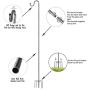 HOME RIGHT Bird Feeder Pole,30 to 62 inch Adjustable Shepherds Hook Heavy Duty 5 Prong Metal Hanger Hook Garden Plant Hooks for Wedding Decoration(1 Pack)