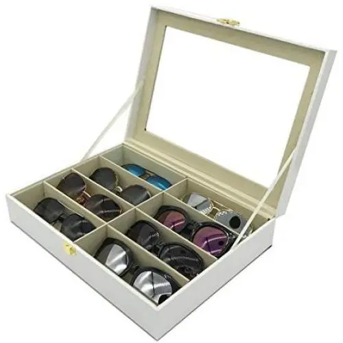 UnionPlus 8-Slot Eyeglass Sunglass Glasses Organizer Collector - Crocodile Faux Leather Storage Case Boxes (White Croco) UnionPlus 8-Slot Eyeglass Sunglass Glasses Organizer Collector - Crocodile Faux Leather Storage Case Boxes (White Croco)
