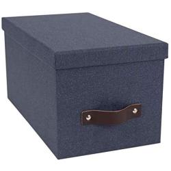 Bigso Silvia Canvas Fiberboard Organizational Storage Box, 5.9 x 6.5 x 11.6 in, Blue