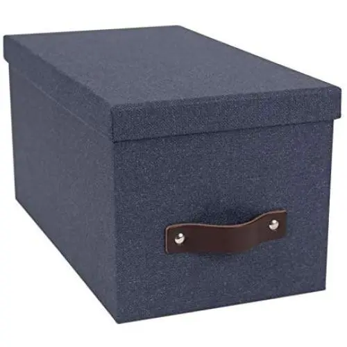 Bigso Silvia Canvas Fiberboard Organizational Storage Box, 5.9 x 6.5 x 11.6 in, Blue Bigso Silvia Canvas Fiberboard Organizational Storage Box, 5.9 x 6.5 x 11.6 in, Blue