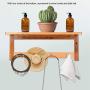 Bamboo Wall Mounted Coat Rack Shelf, Floating Entryway Hanging Shelf Hanger Towel Cloth Shelf with 4 Hooks for Bathroom, Hallway, Living Room and Kitchen