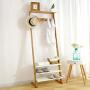WYQSZ Japanese Clothes Rack Bamboo, Floor Living Room Bedroom Clothes Rack Wooden, Simple Hanger Porch Door Shelf Bamboo (Color : B)