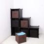 BASTUO 6 Storage Bins Foldable Non-Woven Fabric Boxes Storage Organizer Closet Basket Container for Shelf Brown