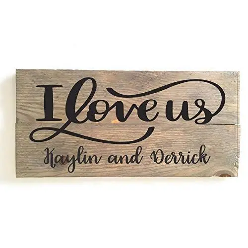 PERSONALIZED I LOVE US, Custom Handcrafted 14 x 7 Wood Sign with Weathered Finish, INCLUDES SAW TOOTH HANGER, WEDDING GIFT, RUSTIC COUNTRY DECOR, BIRTHDAY GIFT, by Heartland Country Decor PERSONALIZED I LOVE US, Custom Handcrafted 14 x 7 Wood Sign with Weathered Finish, INCLUDES SAW TOOTH HANGER, WEDDING GIFT, RUSTIC COUNTRY DECOR, BIRTHDAY GIFT, by Heartland Country Decor