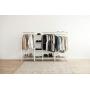 IRIS Metal Garment Rack with Wood Shelf, White and Light Brown