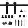 Hahaemall Classic Design 5FT/60 Single Sliding Barn Door Hardware Cloest Black Metal Rail Heavy Duty (I Shape Hangers)